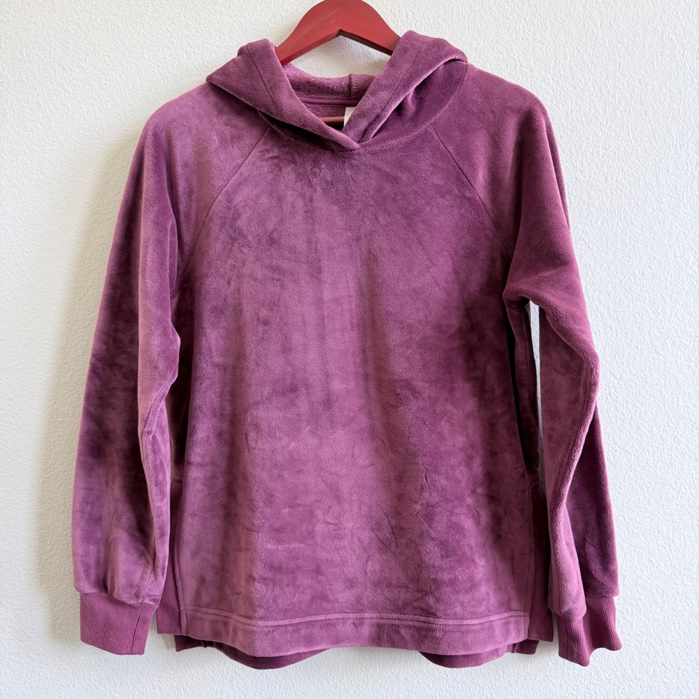 Women's Mauve Plush Faux Fur Hoodie Pullover Size Small Soft Cozy